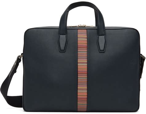 Paul Smith Blue Leather Signature Stripe Briefcase Paul Smith