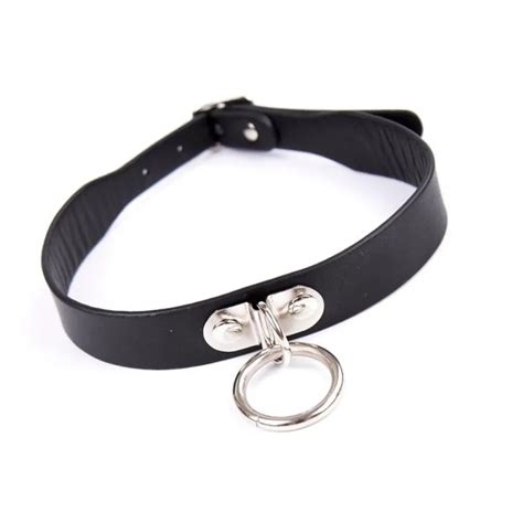 Leather Unisex Leather Choker With O Ring Slave Harness Bdsm Collar