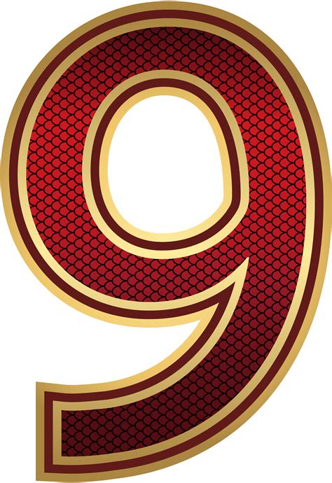 Red And Gold Number Nine Png Image