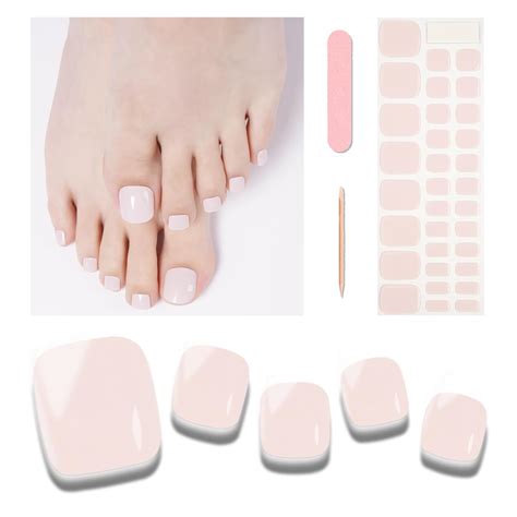 Amazon Wekcekcek Semi Cured Gel Toenail Strips 32 Nude Gel