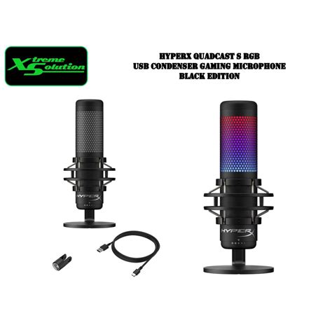 Hyperx Quadcast S Rgb Usb Condenser Gaming Microphone Black White