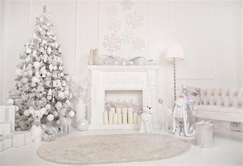 Christmas Backdrop White Fireplace And Christmas Tree Background