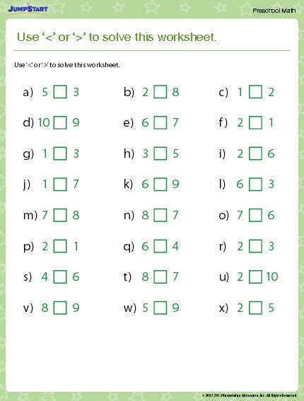 Greater Than/Less Than Worksheet - Download | Education World