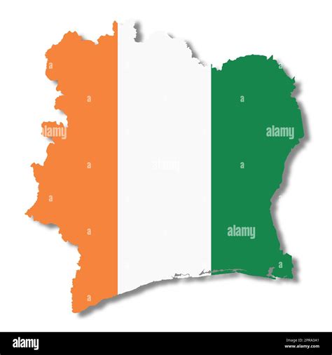 An Ivory Coast Flag Map On White Background D Illustration With