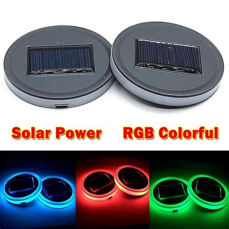 2 шт., подставка для чашек на солнечной батарее, RGB красочные ...