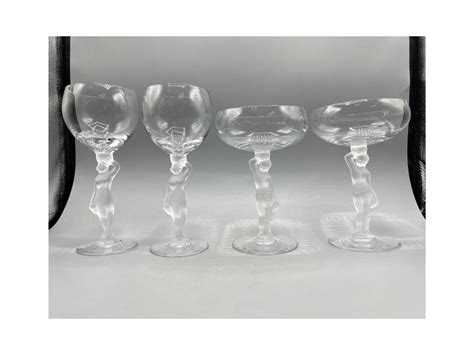 Bayel Crystal Bacchante Frosted Glass Nude Stem Champagne Drinking Cups