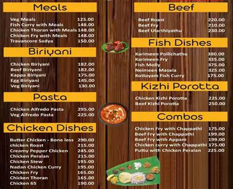 Menu Of Taste Mantra Elamakkara Kochi