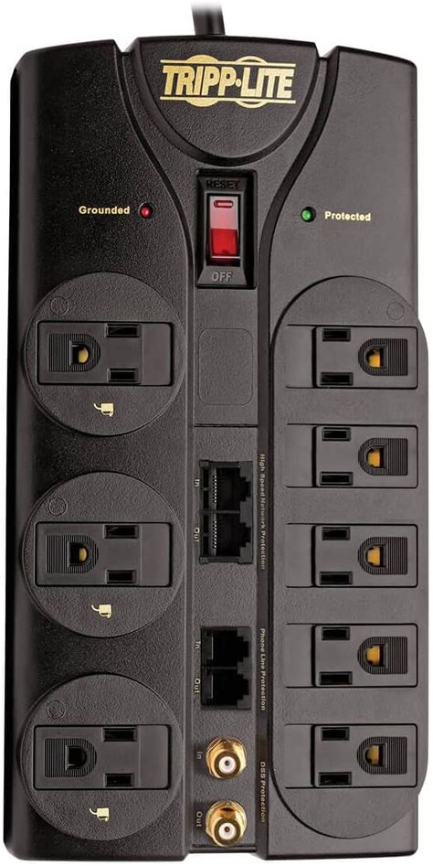 Tripp Lite 8 Outlet Surge Protector Power Strip 10ft Cord Right Angle