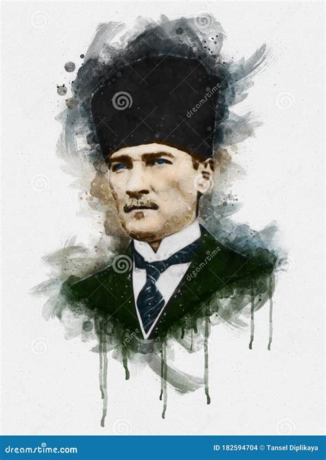 Mustafa Kemal AtatÃ¼rk Cartoon Portrait Vector Stock Photo