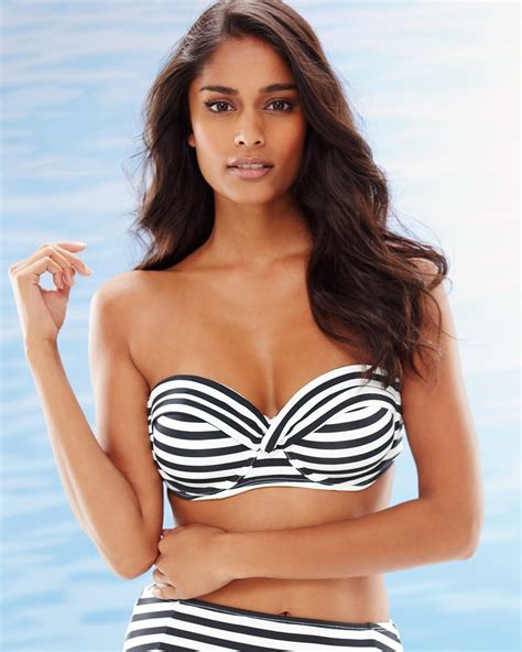 Stripes Bandeau Underwire Bra Cup Sized Bikini Swim Top Soma