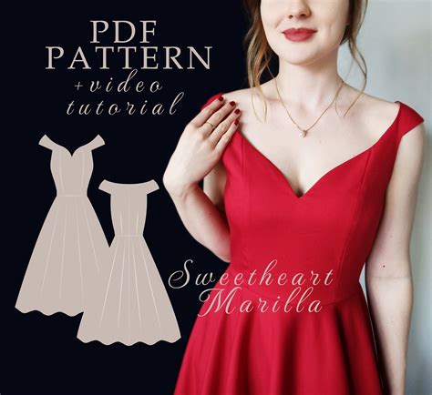 Elegant Off Shoulder Sweetheart Neckline Dress Sewing Pattern Etsy Canada