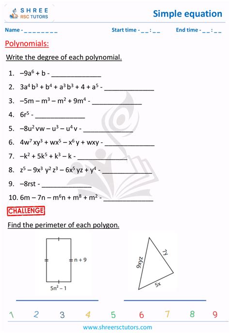 Polynomial Worksheets For Grade 7 Maths Shree Rsc Tutors