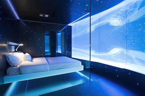 Premium AI Image | Futuristic bedroom with floating bed translucent ...