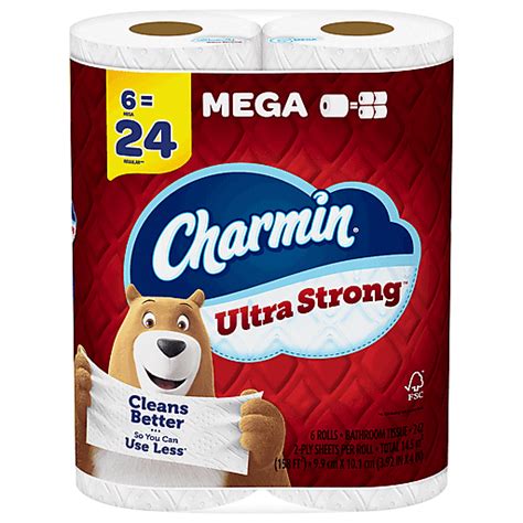 Charmin Bathroom Tissue Unscented Ultra Strong Mega Roll 2 Ply 6 Ea