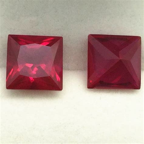 Ruby Princess Cut Ruby Gem Square Faceted Gemstone Multiple | Etsy