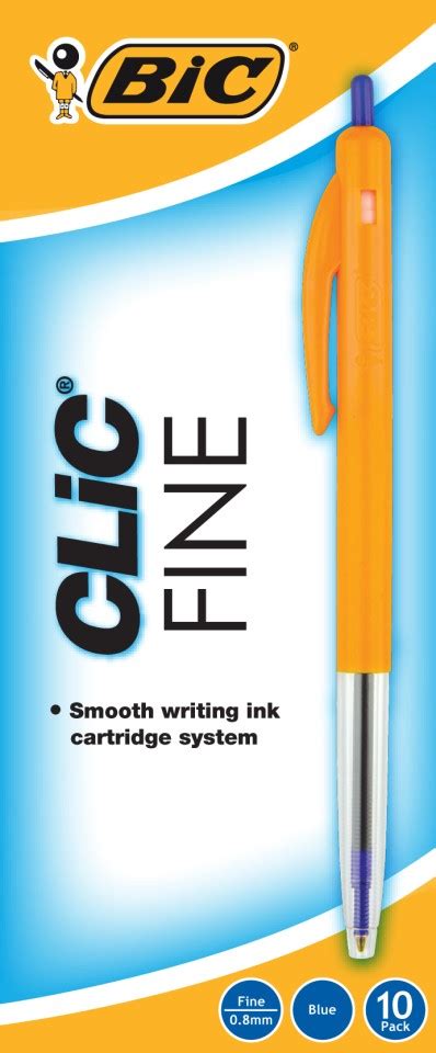 Bic Clic Fine Ballpoint Pen Retractable Mm Blue Box Shop Online