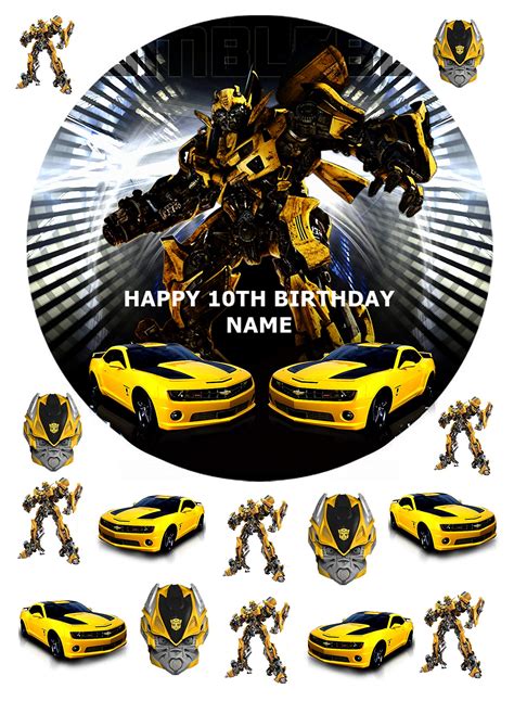 Buy Bumblebee Transformers Edible Birthday Cake Topper 7 5 Round With