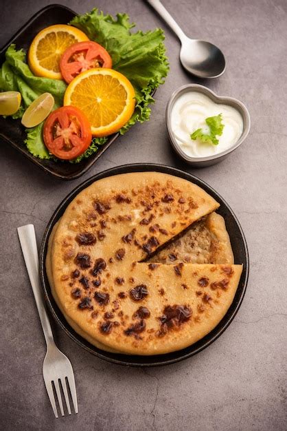 Premium Photo Keema Paratha Chicken Or Mutton Mince Stuffed Flatbread