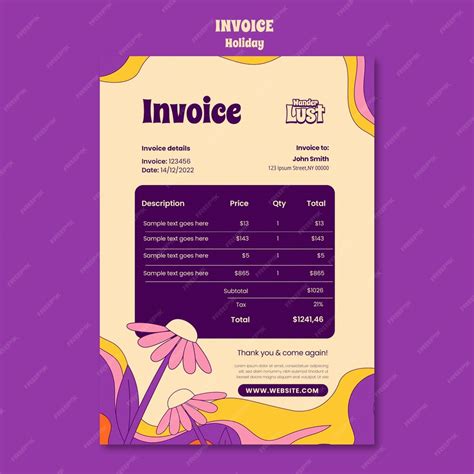 Premium Psd Flat Design Holiday Invoice Template