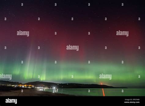 The Northern Lights Aurora Borealisover The Scottish Highlands Stock