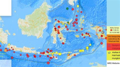 UPDATE 12 Kali Gempa Bumi Terjadi Selasa 22 Agustus 2023 Cek Lokasinya