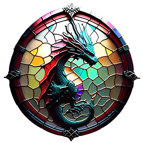 Stained Glass Dragon Round Design · Creative Fabrica