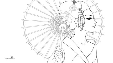 Geisha Outline Wallpaper By Treesamurai On Deviantart