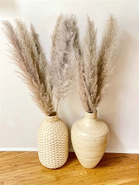 Ft Tall Natural Pampas Grass Gray Dried Flowers Floor Vase