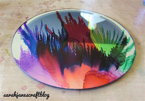 Alcohol Ink On Mirrored Candle Plate Alcohol Ink Glass Alcohol Ink