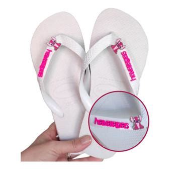 Chinelo Havaianas Stitch Rosa E Pingente Logo Na Tira Feminino