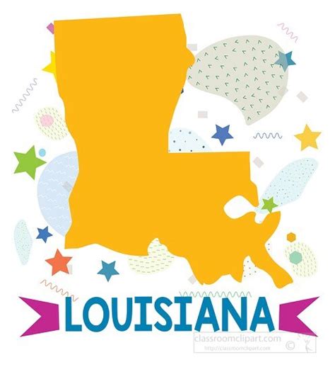 Louisiana State Clipart Usa Louisiana Illustrated Stylized Map