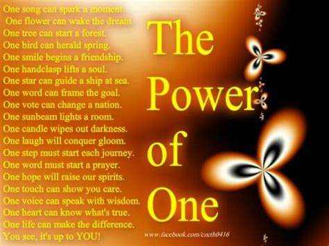 The Power Of One Inspirational Poems Thought For Today