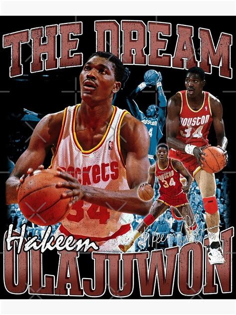 Vintage Hakeem Olajuwon The Dream Basketball Legend Signature Retro