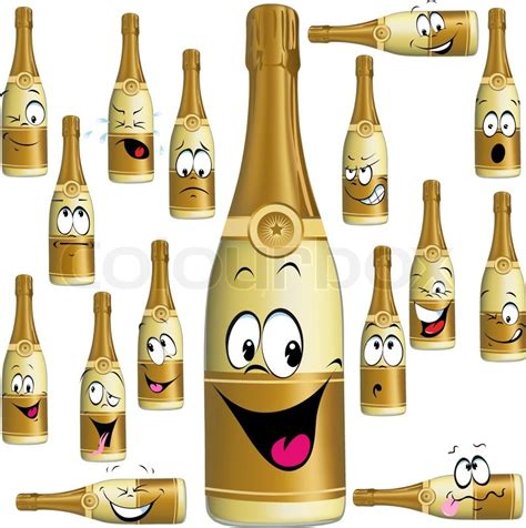 Eine Flasche Champagner Funny Cartoon Vektorgrafik Colourbox