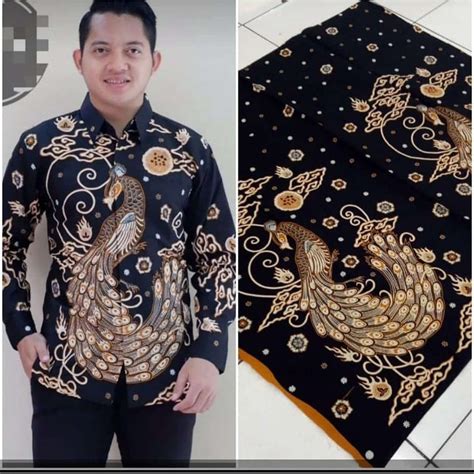 Jual Best Seller Kain Batik Solo Motif Burung Merak Warna Dasar Hitam