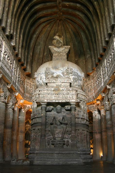 Ancient Art — Inside Ajanta Cave 26 Maharashtra India The Art