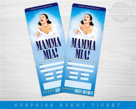 Printable Mamma Mia Broadway Surprise Ticket Mamma Mia - Etsy | Mamma ...