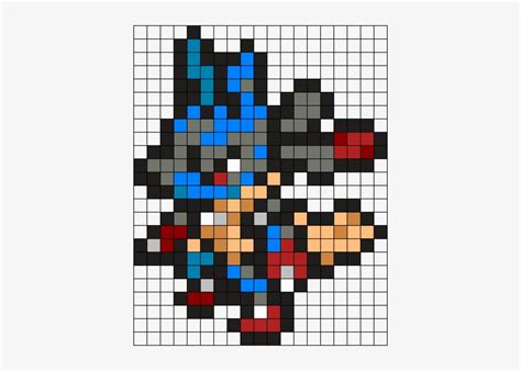 448 Mega Lucario Perler Bead Pattern Bead Sprite Pokemon Pixel Art