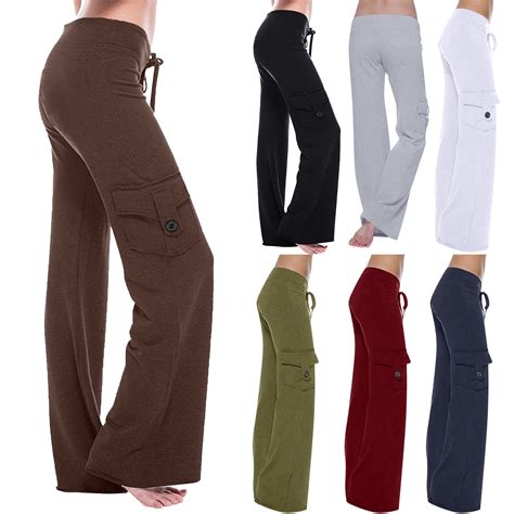 Cargo Pants For Women Stretch High Waisted Casual Sweatpant Wide Leg