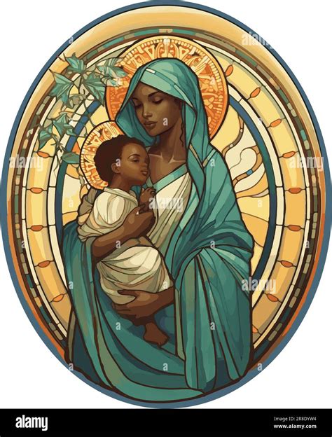 Stained Glass Virgin Mary Jesus Stock Vector Images Alamy