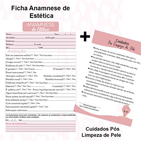 Kit Bloco De Cuidados Ficha De Anamnese Dermaplaning Shopee Brasil