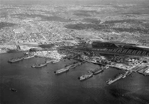 Aerial Photo Of U S Navy Warships Docked At The U S Naval Repair Base San Diego California