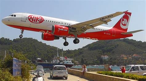 Niki Air Berlin Airbus A320 Low Landing Takeoff Jetblast Skiathos