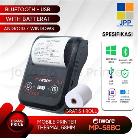 Jual Mobile Printer Bluetooth Mini Printer Thermal Printer Iware Mp