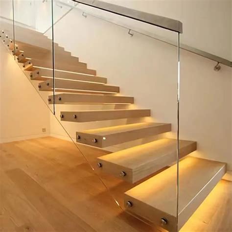 Cbmmart American Solid Wood Floating Stair With Led Lights China