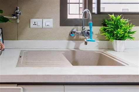 Quartz Single Bowl Kitchen Sink With Drainboard | Livspace