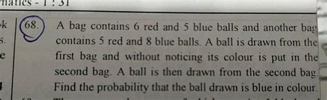 A Bag Contains Red And Black Balls And Another Bag Contains Red