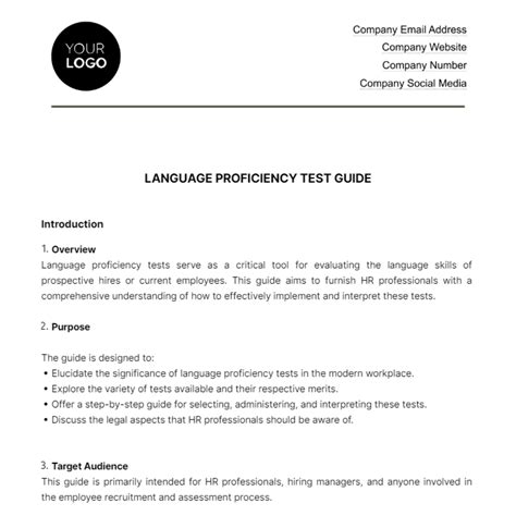 Free Language Proficiency Test Guide Hr Template Edit Online