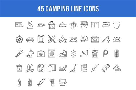 Premium Vector Camping Line Icons