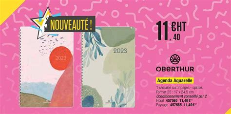 Promo Agenda Aquarelle Oberthur Chez Plein Ciel ICatalogue Fr